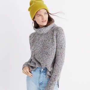 Madewell Gray Colorfleck Ribbed Turtleneck Sweater